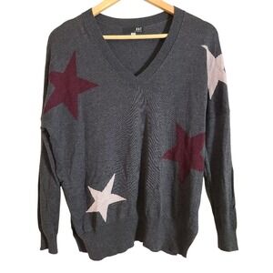 KUT from the Kloth Gray Lightweight Knit Star Sweater Cashmere Blend Small